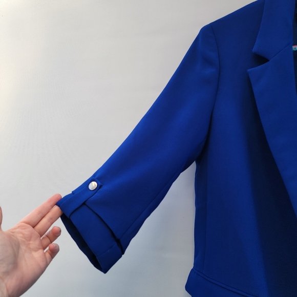 Zara Blazer Cobalt Blue Womens Size Medium Preppy Bold Open Front Workwear - Picture 10 of 16